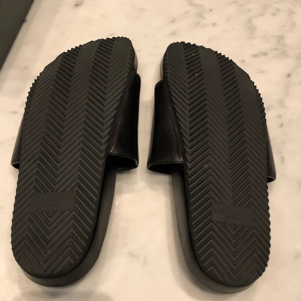 Saint Laurent Black Leather Sandals - Picture 6 of 8